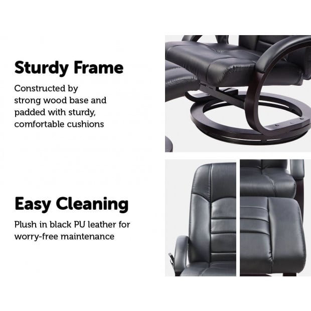 PU Leather Massage Chair Black Image 3