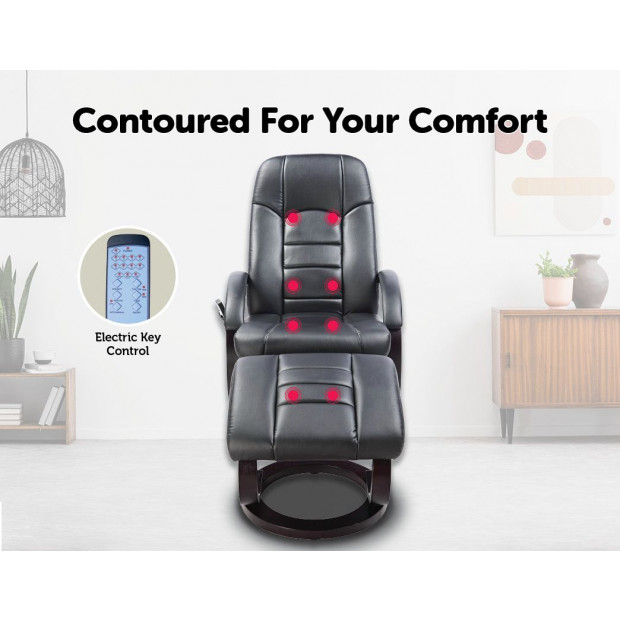 PU Leather Massage Chair Black Image 4