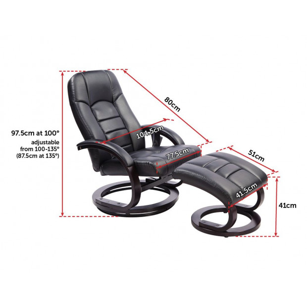 PU Leather Massage Chair Black Image 7