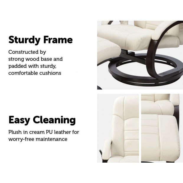 PU Leather Deluxe Massage Chair Recliner Ottoman Lounge Remote Image 3