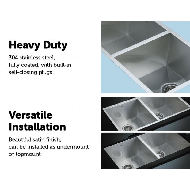 820x457mm Handmade Stainless Steel Kitchen Laundry Sink With Waste Image 4