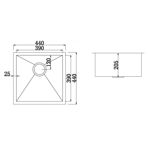 440 X 440mm Handmade Stainless Steel Kitchen Laundry Sink With Waste Image 8