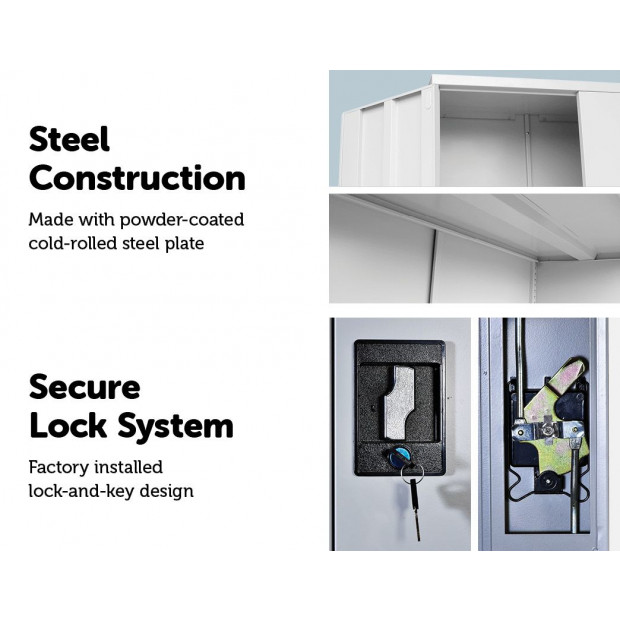 Two-door Shelf Office Gym Filing Storage Locker Cabinet Safe Grey - 90x85x40 Image 3