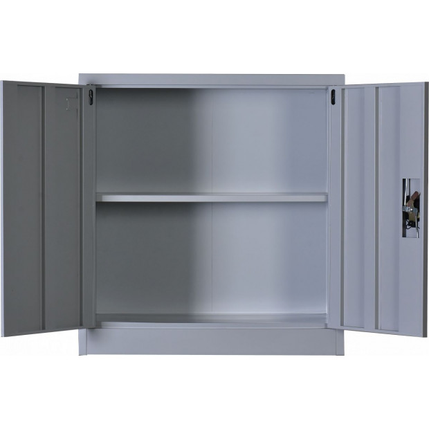 Two-door Shelf Office Gym Filing Storage Locker Cabinet Safe Grey - 90x85x40 Image 4