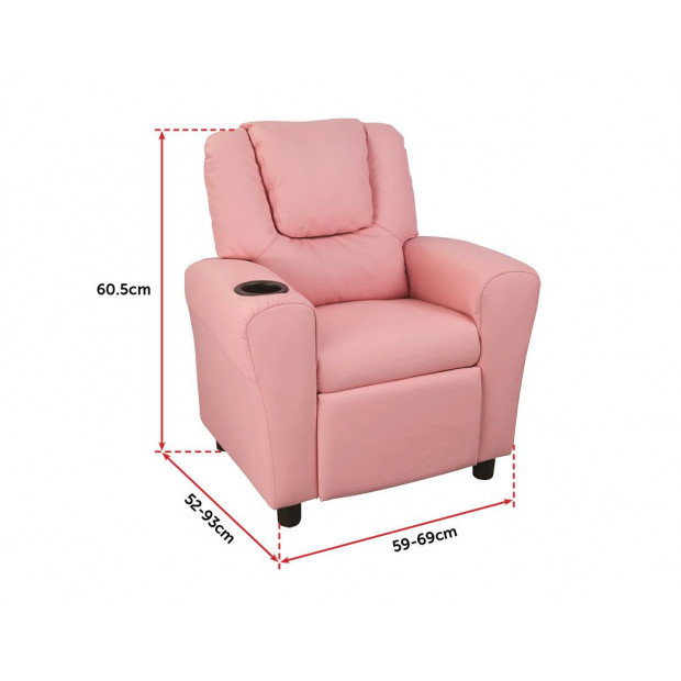 Pu Leather Kids Recliner With Drink Holder Image 7