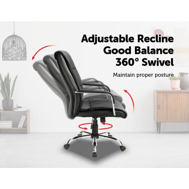 Pu Leather Office Chair Executive Padded Black 320mm Chrome Image 4