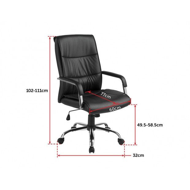Pu Leather Office Chair Executive Padded Black 320mm Chrome Image 6