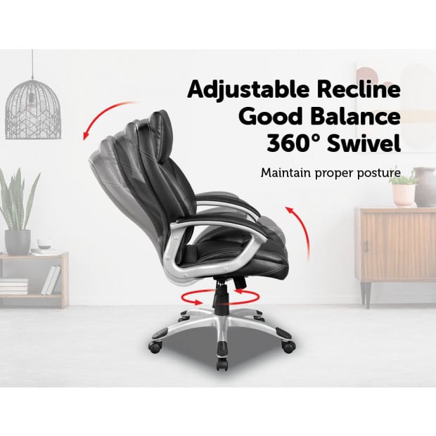 Pu Leather Office Chair Executive Padded Black 350mm Powder Coating Image 4