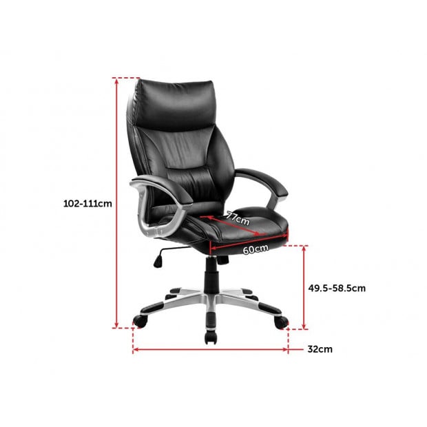 Pu Leather Office Chair Executive Padded Black 350mm Powder Coating Image 7