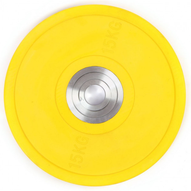15kg Pro Olympic Rubber Bumper Weight Plate Yellow Image 2