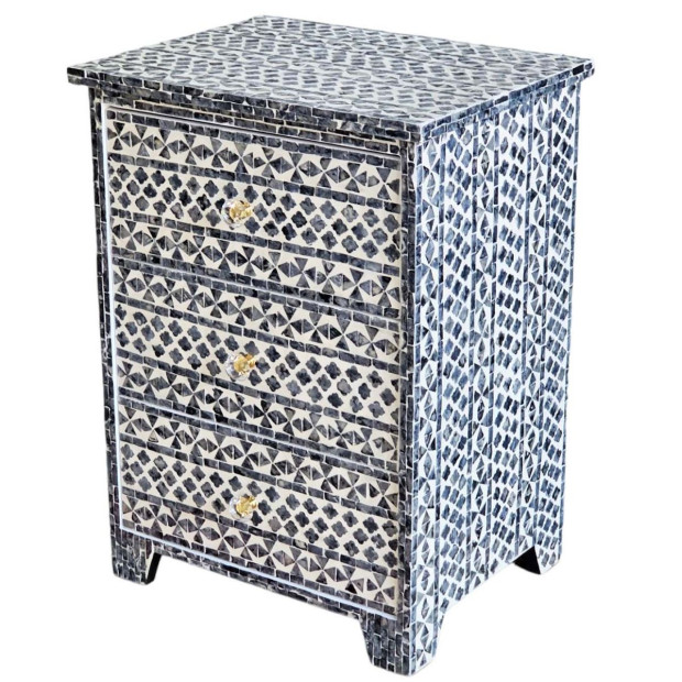 Santa Fe Shell Inlay Side Table Handcrafted Bedside Desk