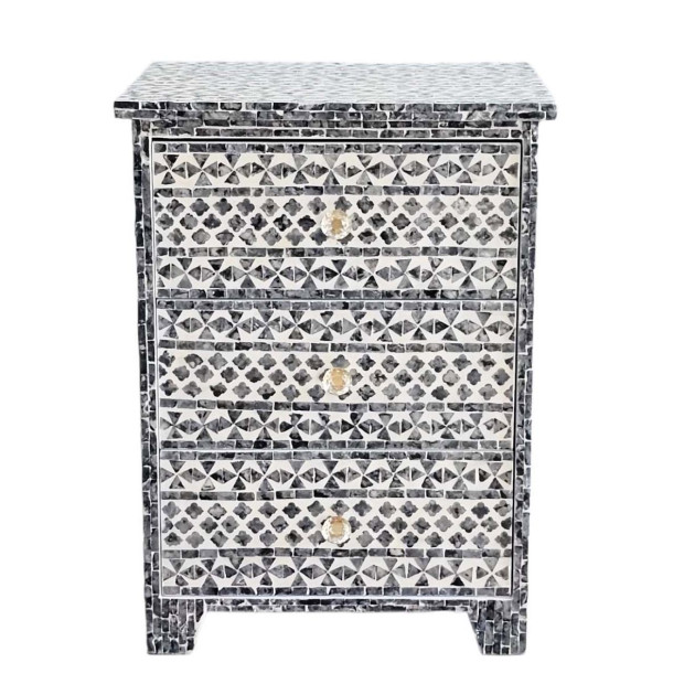 Santa Fe Shell Inlay Side Table Handcrafted Bedside Desk Image 2
