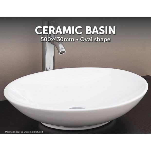 Bathroom Ceramic Oval Above Countertop Basin For Vanity Image 2