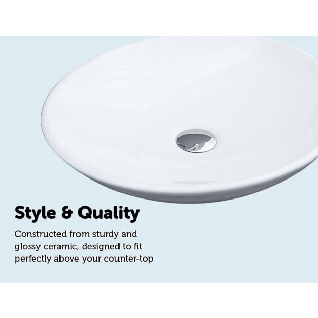 Bathroom Ceramic Oval Above Countertop Basin For Vanity Image 4
