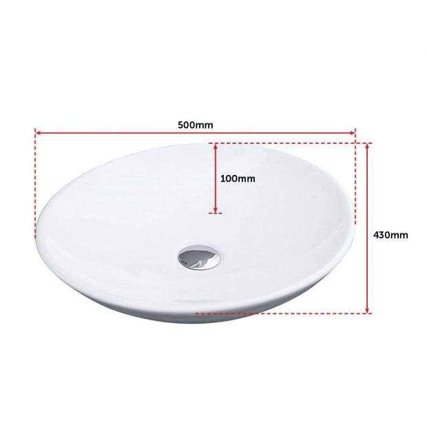 Bathroom Ceramic Oval Above Countertop Basin For Vanity Image 7