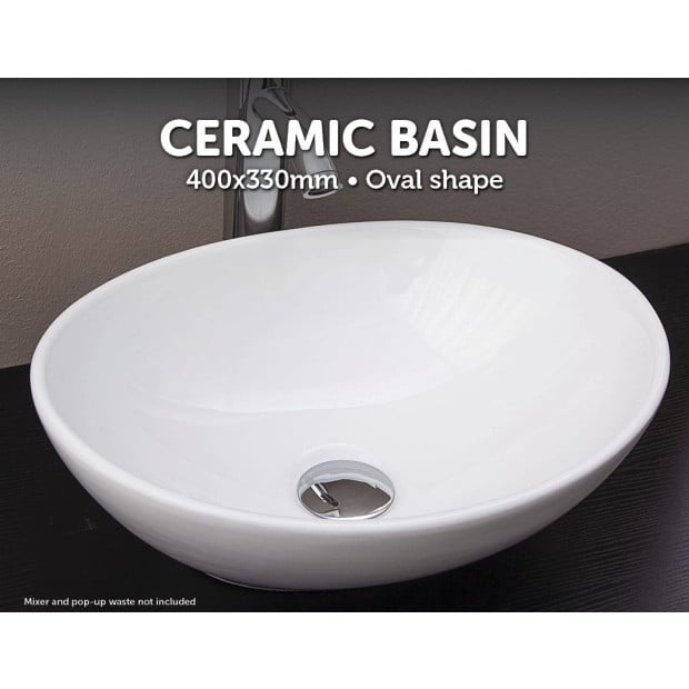Above Counter Bathroom Vanity Oval Ceramic Basin Image 2