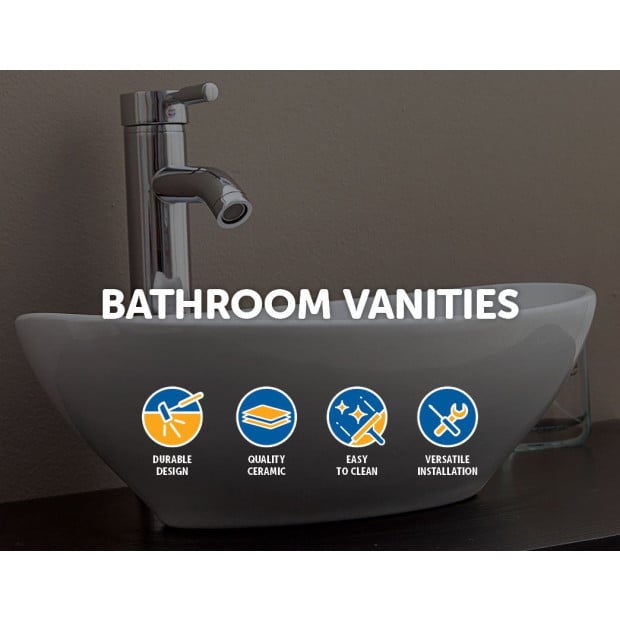 Above Counter Bathroom Vanity Oval Ceramic Basin Image 3
