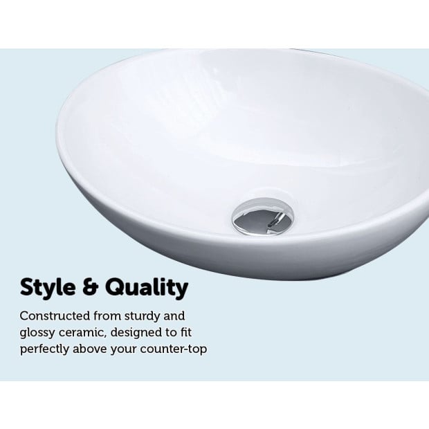 Above Counter Bathroom Vanity Oval Ceramic Basin Image 4