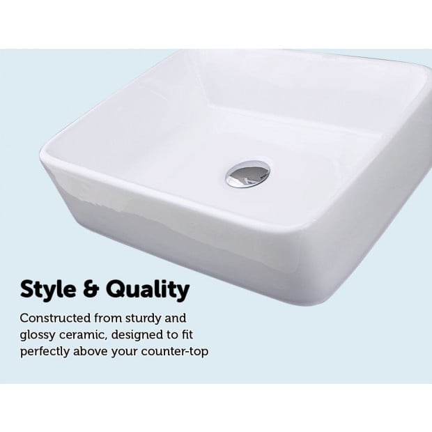 Above Counter Bathroom Vanity Square Basin Image 4