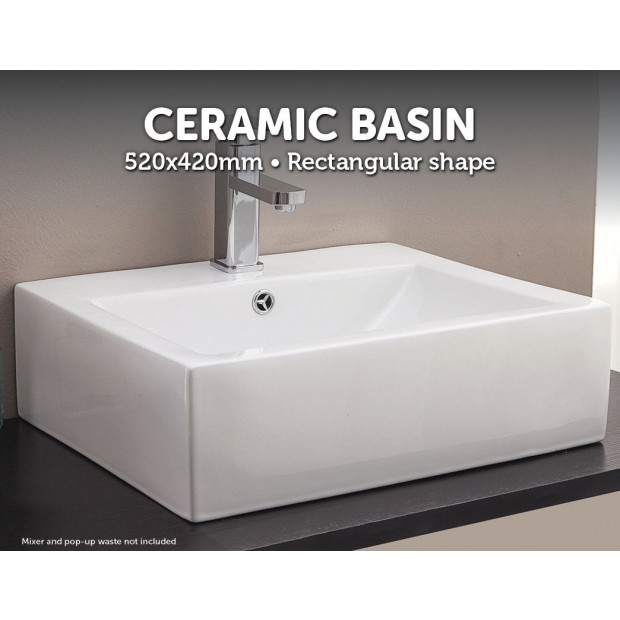 Ceramic Rectangular Above Countertop Basin For Vanity Image 2
