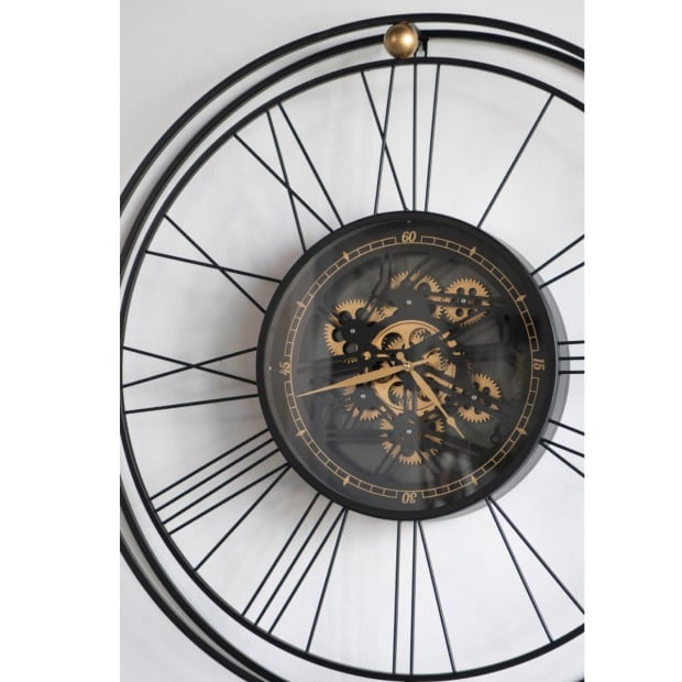 Traveler Iron Wall Clock With Moving 3D Mechanism Art Decor Image 5