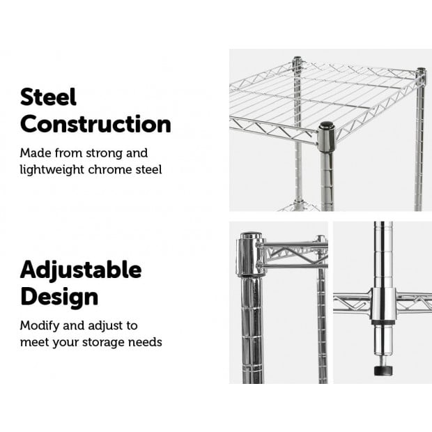 Modular Chrome Wire Storage Shelf 1500 X 600 X 1800 Steel Shelving Image 3