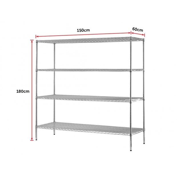 Modular Chrome Wire Storage Shelf 1500 X 600 X 1800 Steel Shelving Image 5