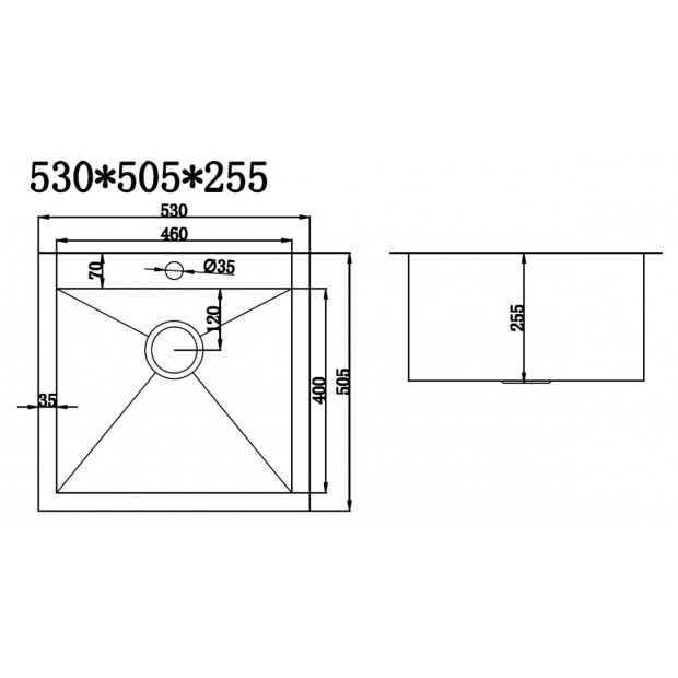 530x505mm Handmade Stainless Steel Topmount Kitchen Laundry Sink Image 8