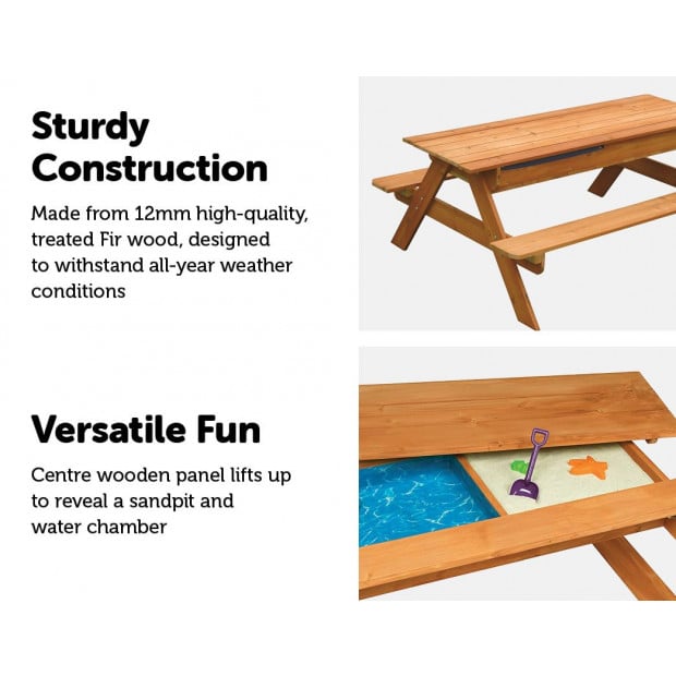 Sand & Water Wooden Picnic Table - 121 x 89 x 51cm Image 2