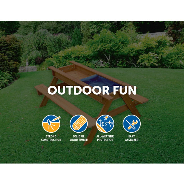 Sand & Water Wooden Picnic Table - 121 x 89 x 51cm Image 3