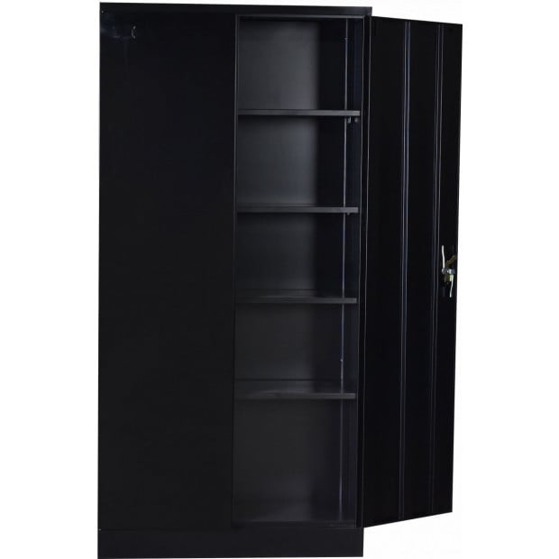 Two-door Shelf Office Gym Filing Storage Locker Cabinet Safe Black - 185x90x40 Image 4