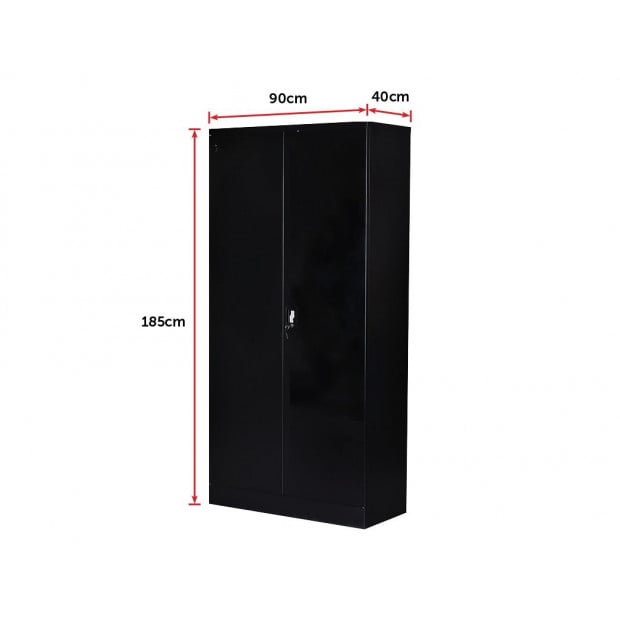 Two-door Shelf Office Gym Filing Storage Locker Cabinet Safe Black - 185x90x40 Image 5