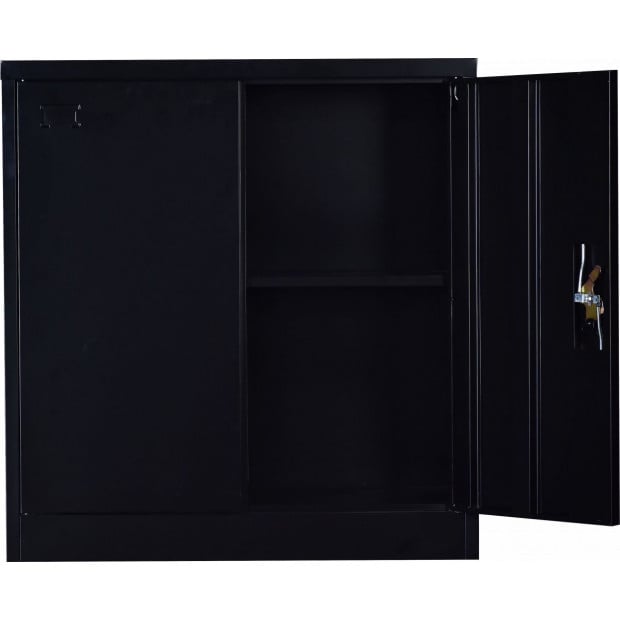 Two-door Shelf Office Gym Filing Storage Locker Cabinet Safe Black - 90x85x40 Image 4
