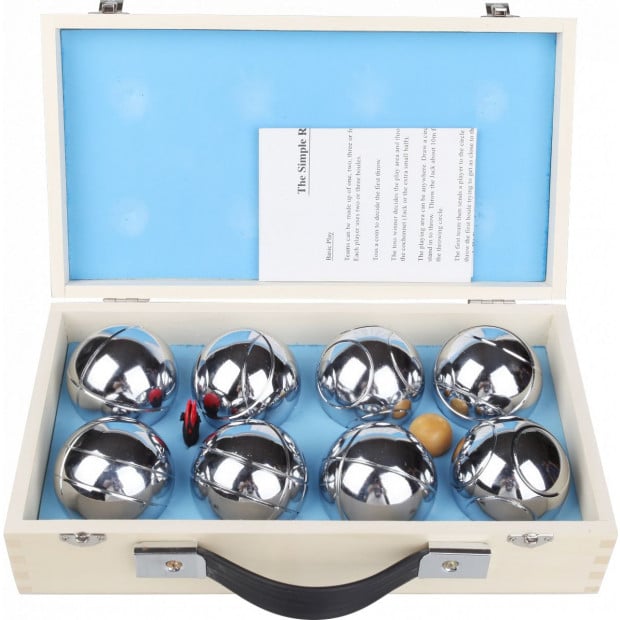 Deluxe Boules Bocce 8 Alloy Ball Set With Wooden Case Image 6