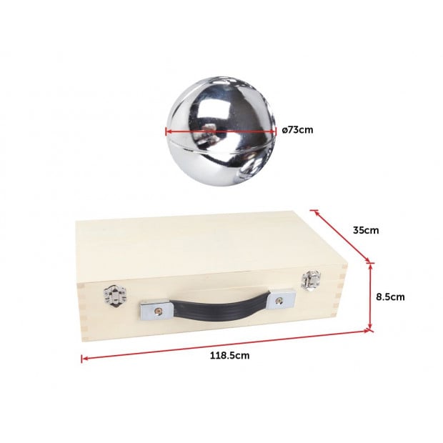 Deluxe Boules Bocce 8 Alloy Ball Set With Wooden Case Image 8