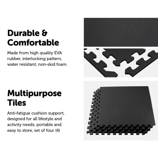 4 Tiles Eva Fitness Home Gym Interlocking Floor Puzzle Mat Image 3