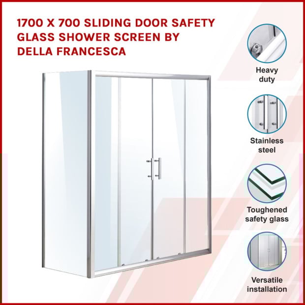 1700 X 700 Sliding Door Safety Glass Shower Screen Image 3