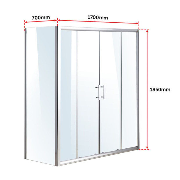 1700 X 700 Sliding Door Safety Glass Shower Screen Image 6