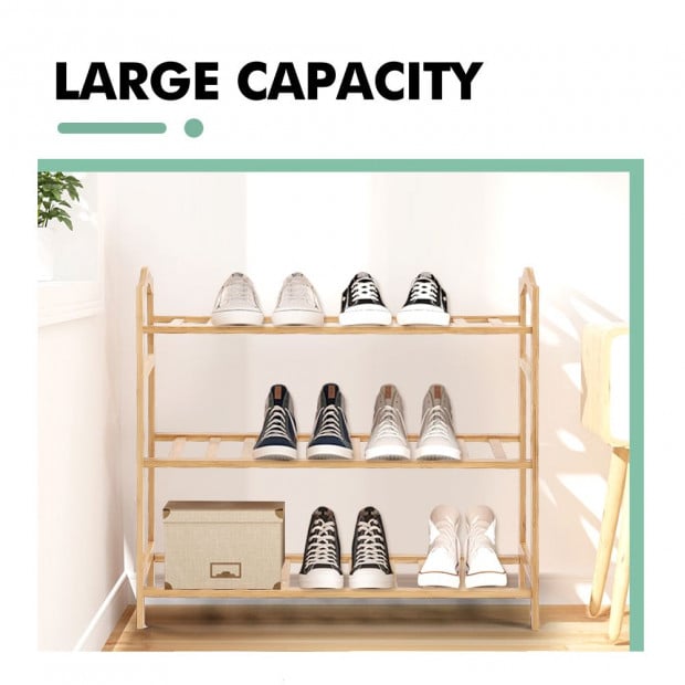 Bamboo Shoe Rack Storage Shelf Stand 3 Tiers Layers 70cm Image 7
