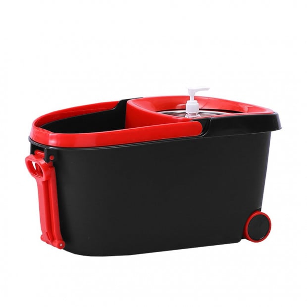 Spin Mop Bucket Set Spinning Stainless Steel Rotating Wet Dry Black Image 7