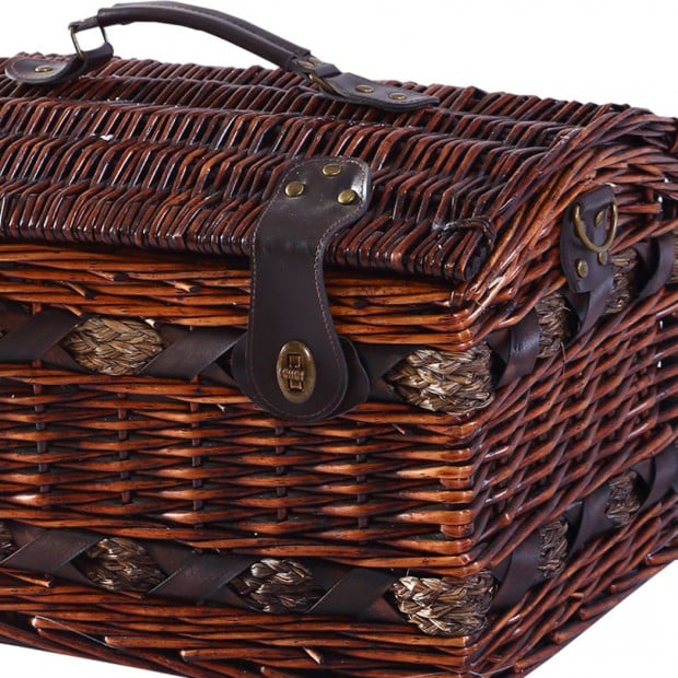 Picnic Basket Set 2 Person Willow Baskets Deluxe Travel Camping Image 7