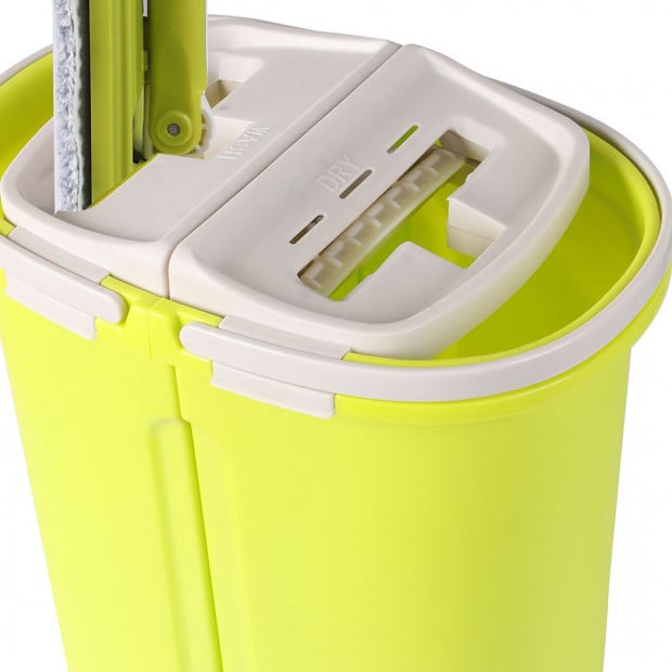 Flat Mop Bucket Floor Cleaner Set Stainless Steel Microfiber Mop Heads Image 7