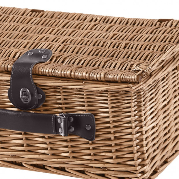 Picnic Basket Set 4 Person Willow Baskets Deluxe Travel Camping Image 7
