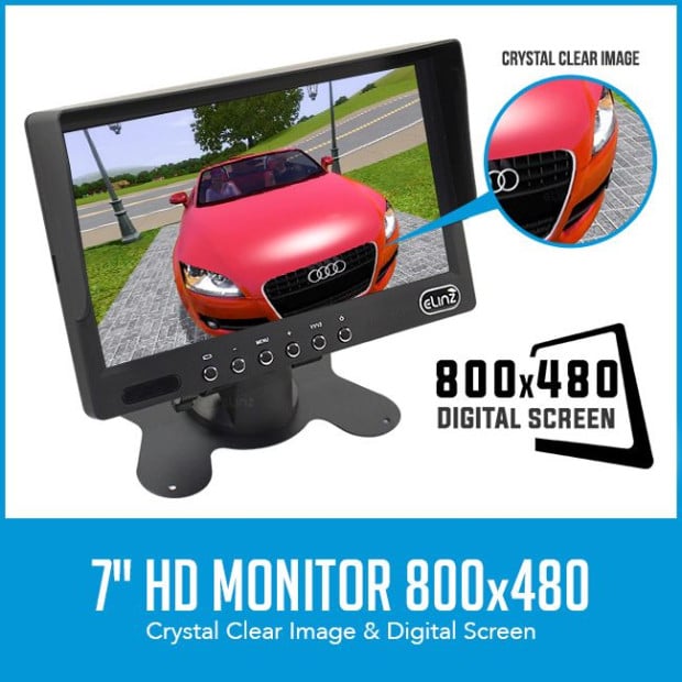 7in HD Monitor 4pin System CCD Reversing Camera Kit Cable Mic 12V 24V Image 2