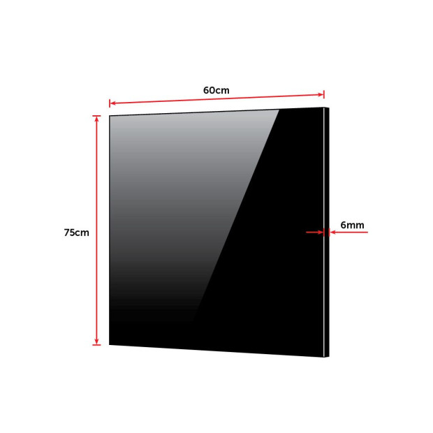 Toughened 60cm X 75cm Black Glass Kitchen Splashback Image 5