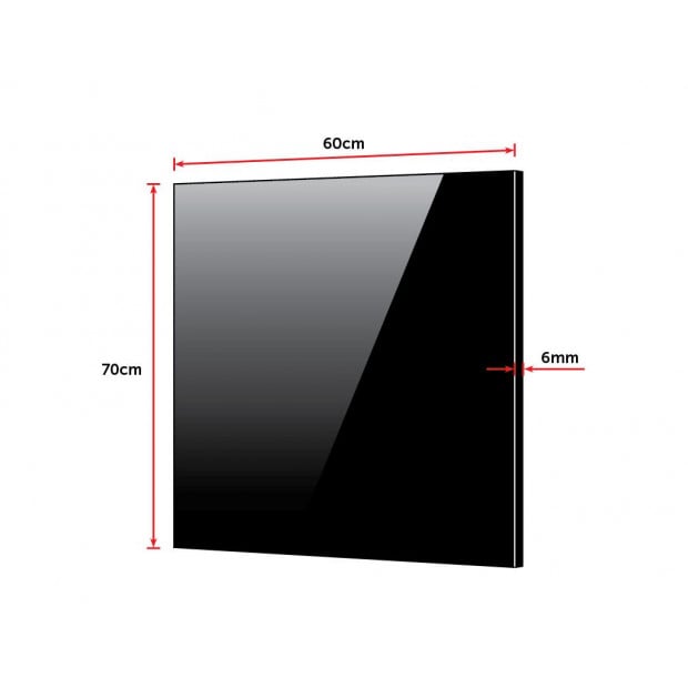 Toughened 60cm X 70cm Black Glass Kitchen Splashback Image 5
