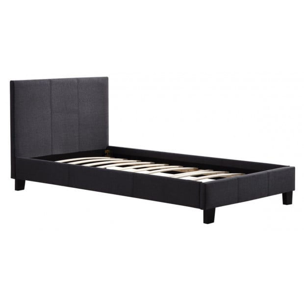 Single Linen Fabric Bed Frame Grey Image 2