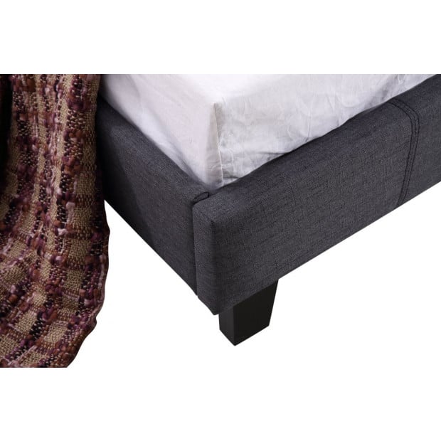 Single Linen Fabric Bed Frame Grey Image 4