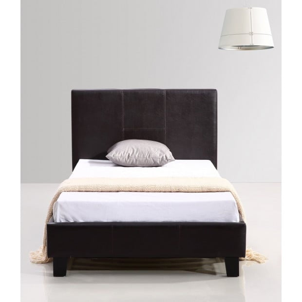 Single Pu Leather Bed Frame Brown Image 2