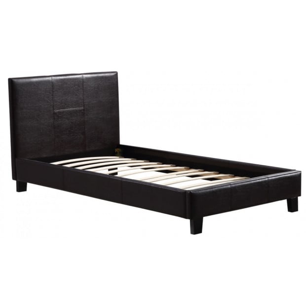 Single Pu Leather Bed Frame Brown Image 3